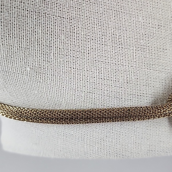 J. Crew Gold Tone Triple Knot Mesh 🪢 Link Chain Necklace - Picture 2 of 11